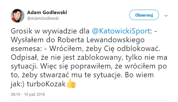 SMS Grosickiego do Lewandowskiego... :D